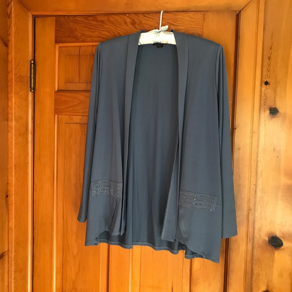 Belldini Women's Blue Open Front Cardigan With Embellishment Size 1X